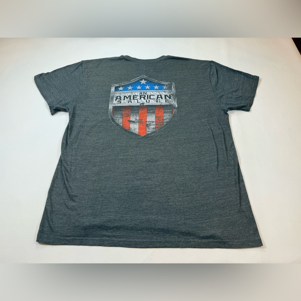 Nascar men’s American Salute tshirt grey XL flag (bin HH64)